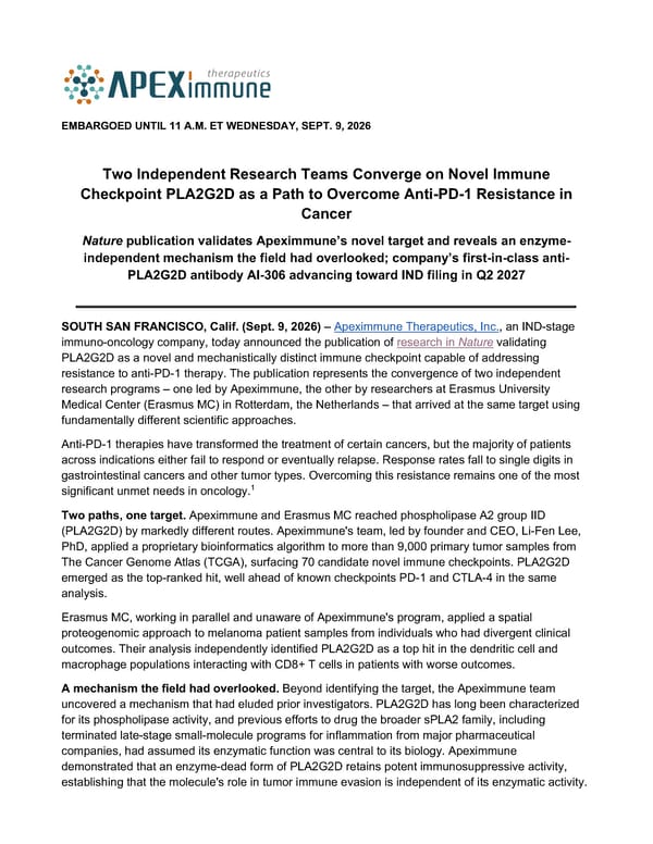 Press Release - Page 1