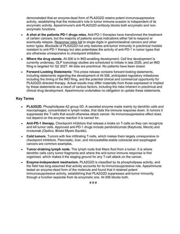 Apex Immune Therapeutics Company Overview - Page 3